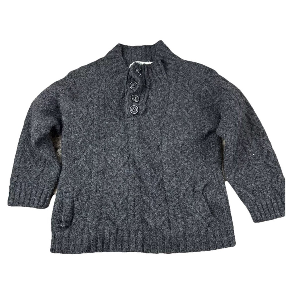 Aran Crafts Youth Sweater Merino Wool Small Ireland Grey